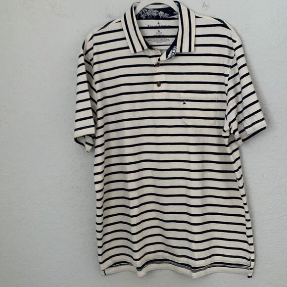 Tailor Vintage Cotton Blend Short Sleeve Striped Polo Men’s Shirt Size XL - Picture 1 of 9